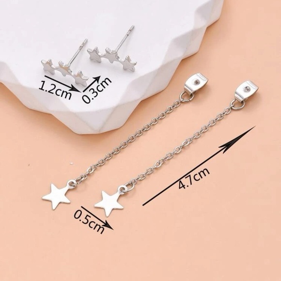 Star Drop Earrings Silver Plated - Picture 4 of 6